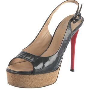 Giuseppe Zanotti Black and Red Slingback Heels with Peep-Toe EU 37/US 7